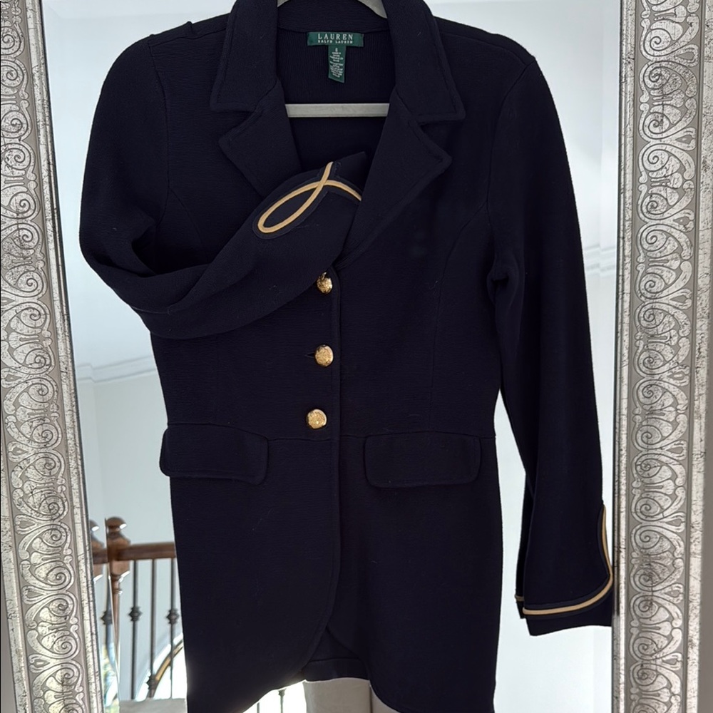 Ralph Lauren Gold and Blue Blazer Structured Shoulders